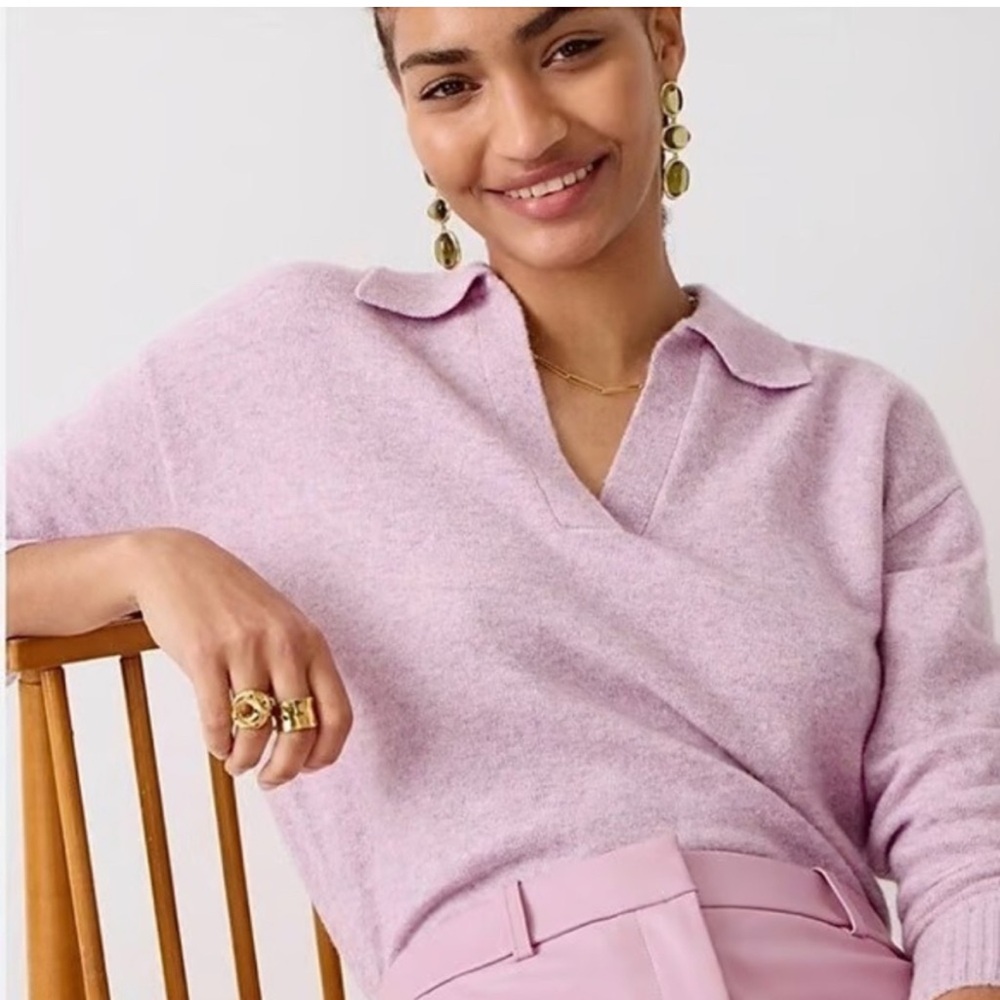 J Crew Collared V-Neck Sweater in Supersoft Yarn